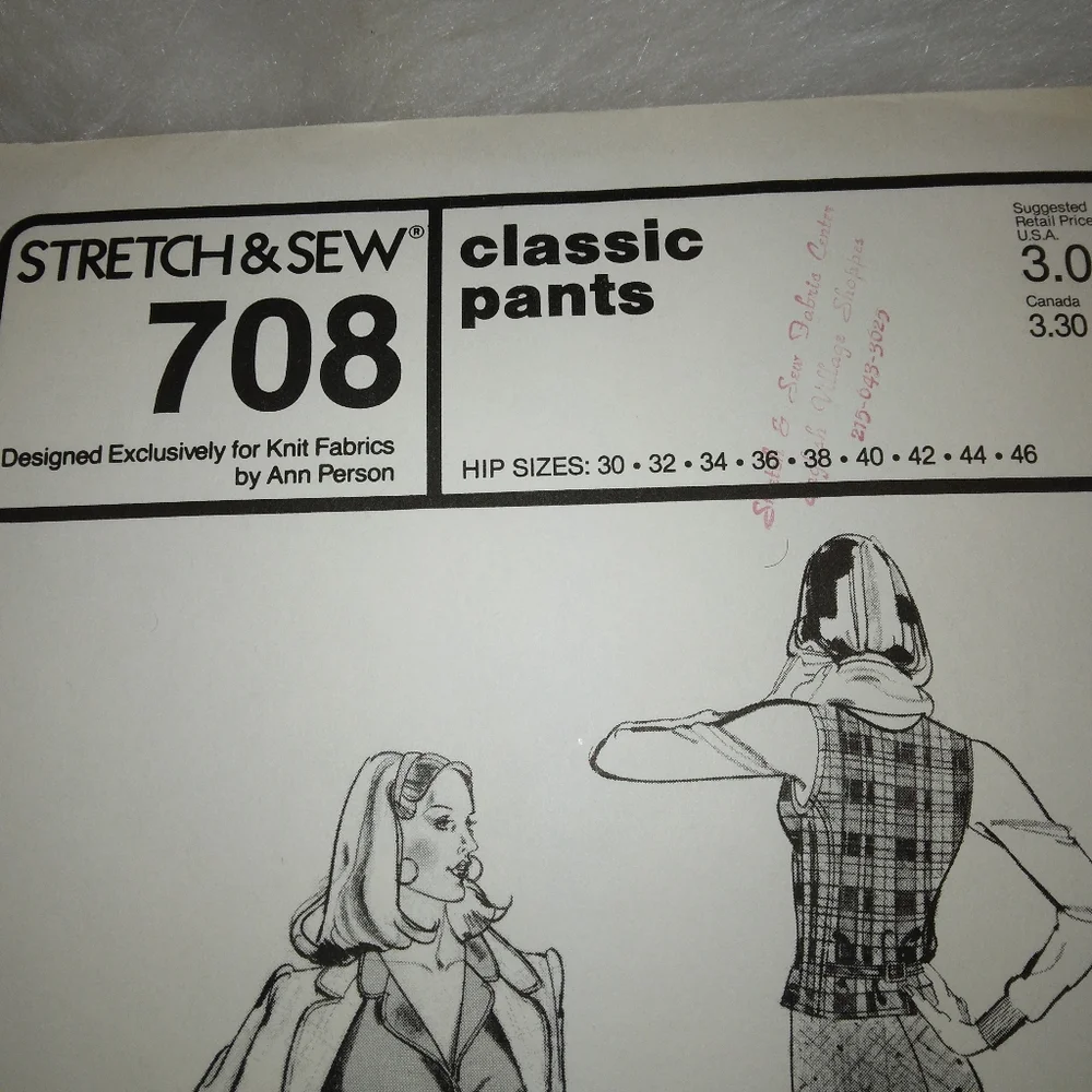 STRETCH & SEW 708 Classic Pants Hip Size 30-32-34-36-38-40-42-44-46 inch…